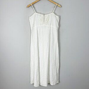 Vtg April Cornell Ivory Gauzy Cotton Nightgown Lace Feminine Size Medium Women's